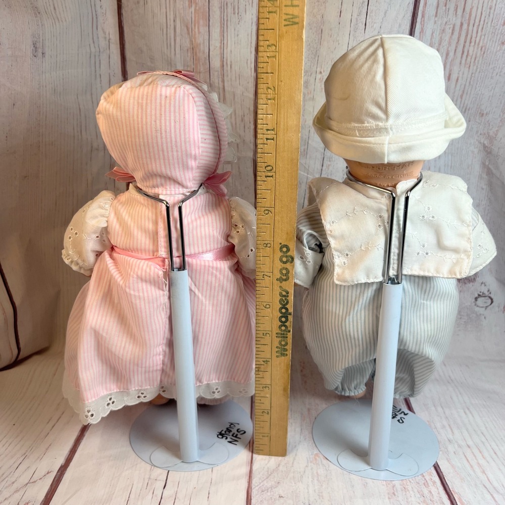 E J Horsman 1924 Repo Vintage Baby Doll Pair Pink Blue Outfits Sailor Bonnet - Picture 2 of 5